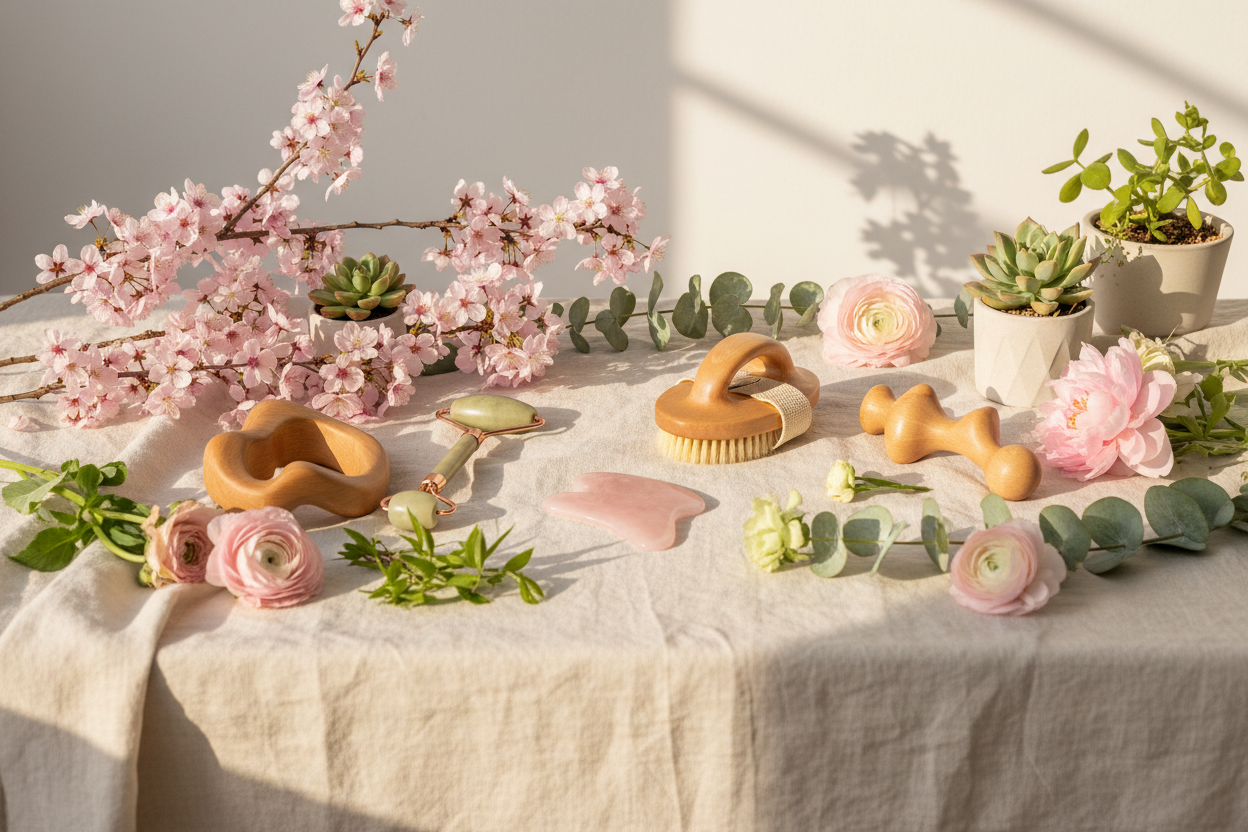 A collection of premium skincare glass bottles on a frosted stone, surrounded by a mysterious golden glow and sparkling bokeh, contrasting with winter frost to evoke elegant and pure natural light.