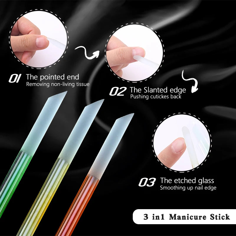 Glass Cuticle Pusher Stick