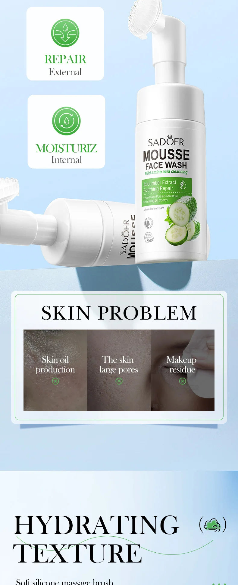 Fruit Infusion Facial Cleansing Mousse - Hydrating & Gentle Massage Foam