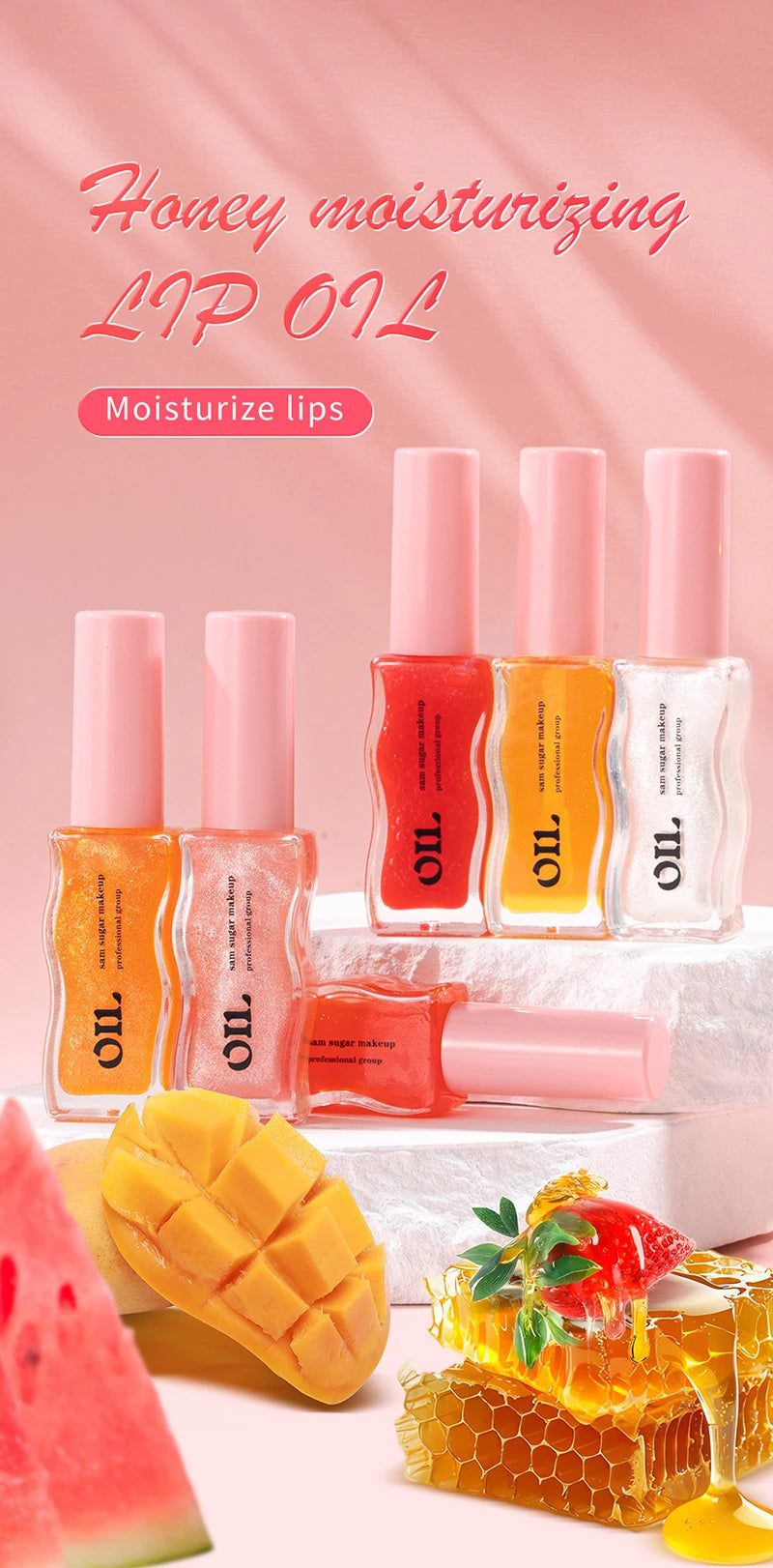 Honey Essence Lip Oil - Moisturizing Fruity Shimmer Gloss