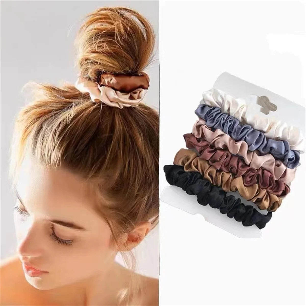Satin Hair Scrunchies (6pcs Set)