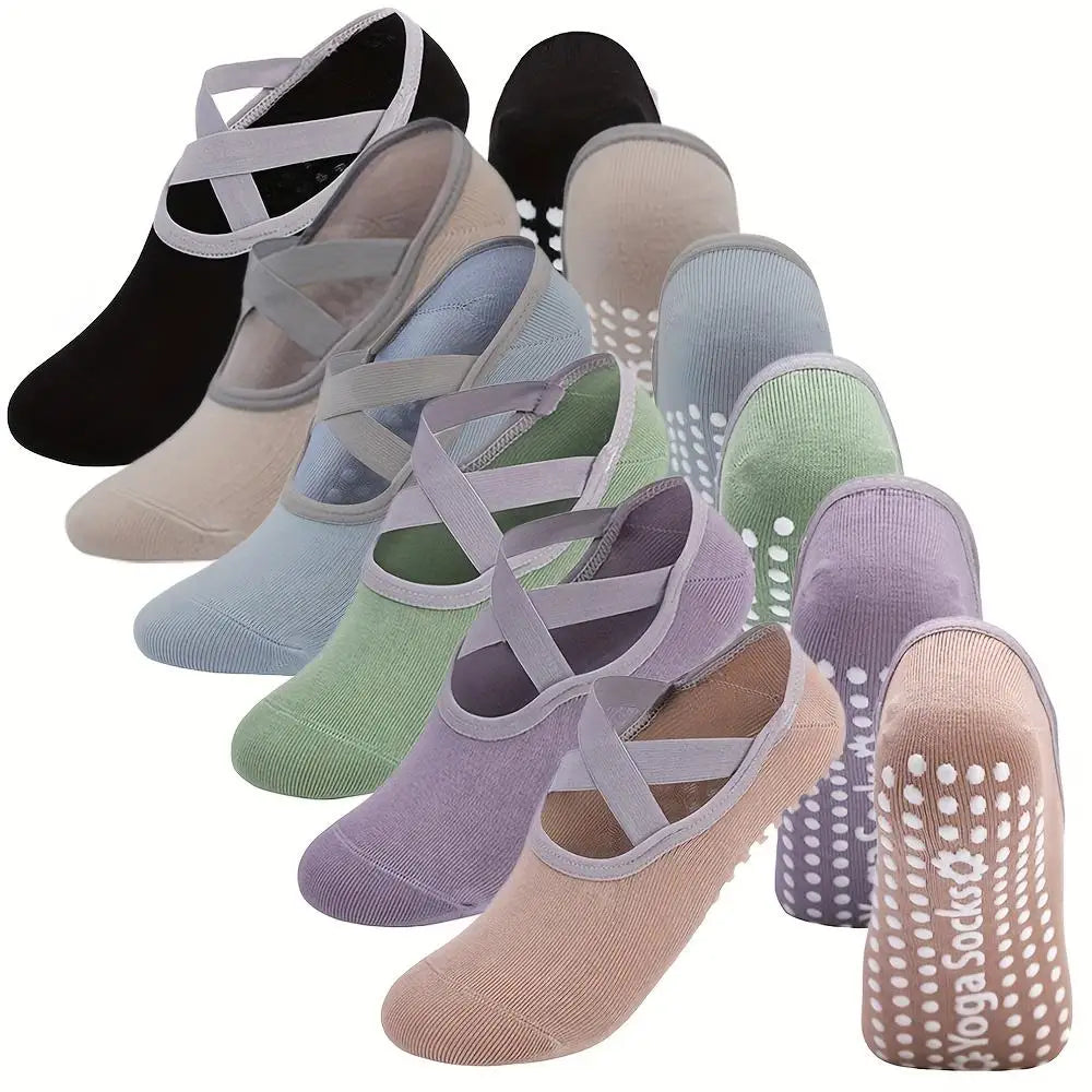 Non-Slip Yoga Grip Socks (1–6 Pairs)