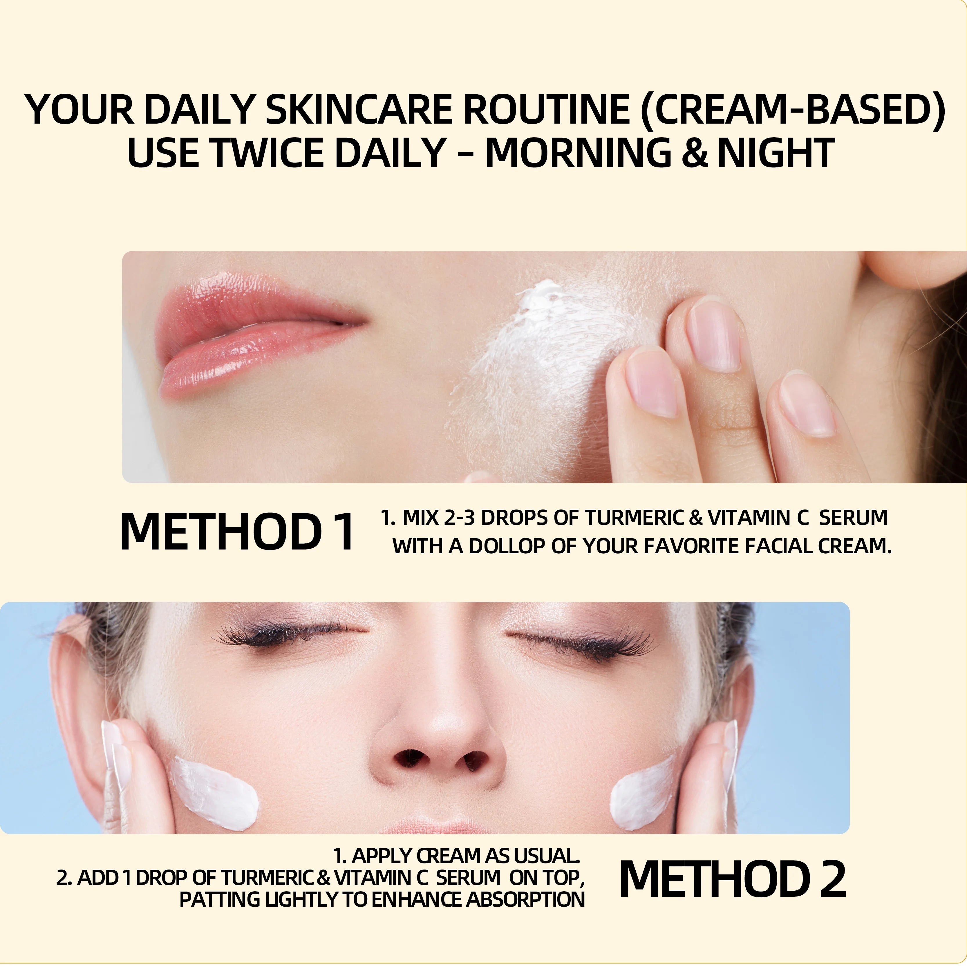 Turmeric & Vitamin C Cream - Lightweight Brightening Face & Neck Treatment