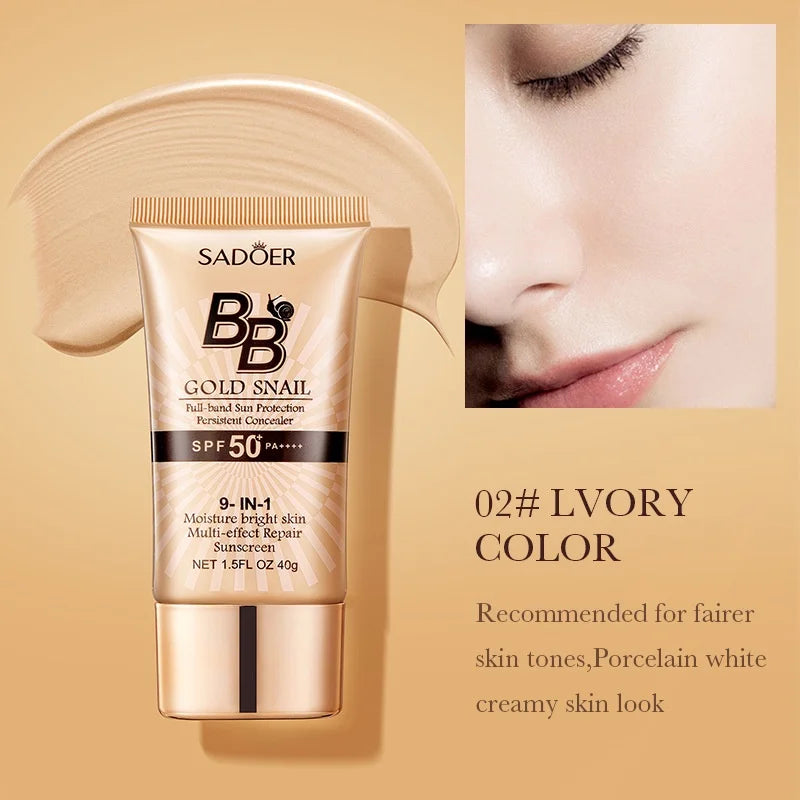 Gold Snail Sunscreen BB Cream SPF50+ PA+++ - Foundation & Moisturizer (40g)