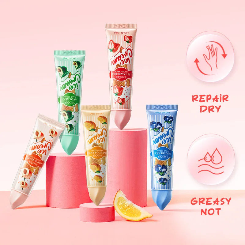 Fruit Ice Cream Hand Cream Set - Moisturizing & Nourishing (5-Pack)