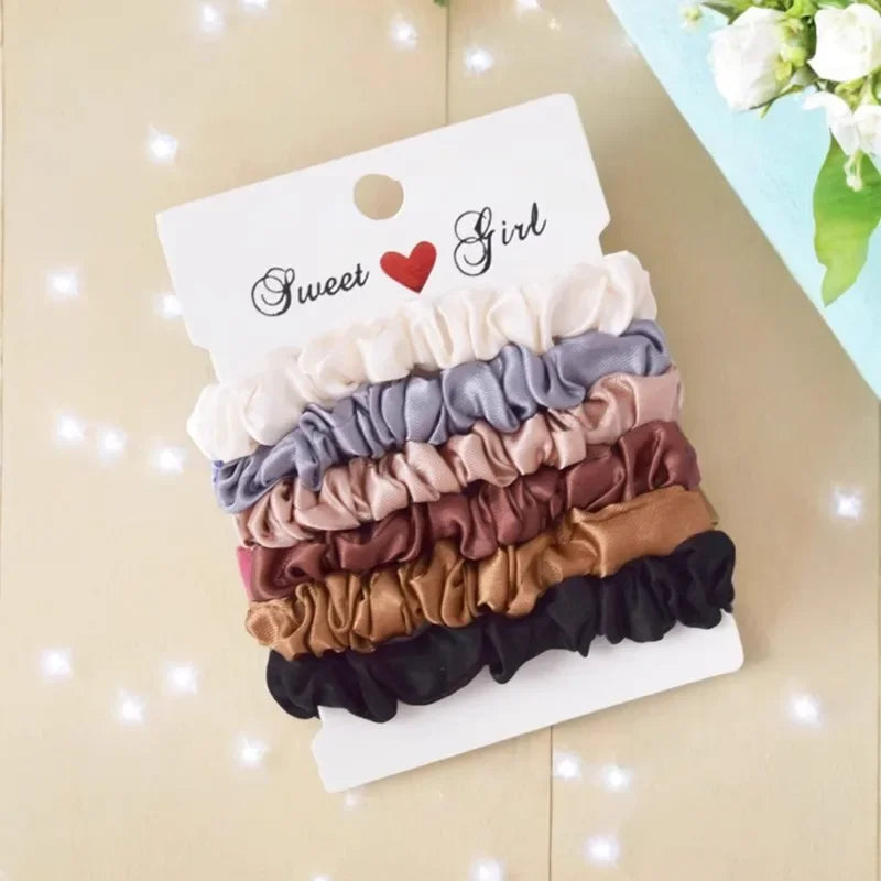 Satin Silk Hair Scrunchies (6pcs Set)