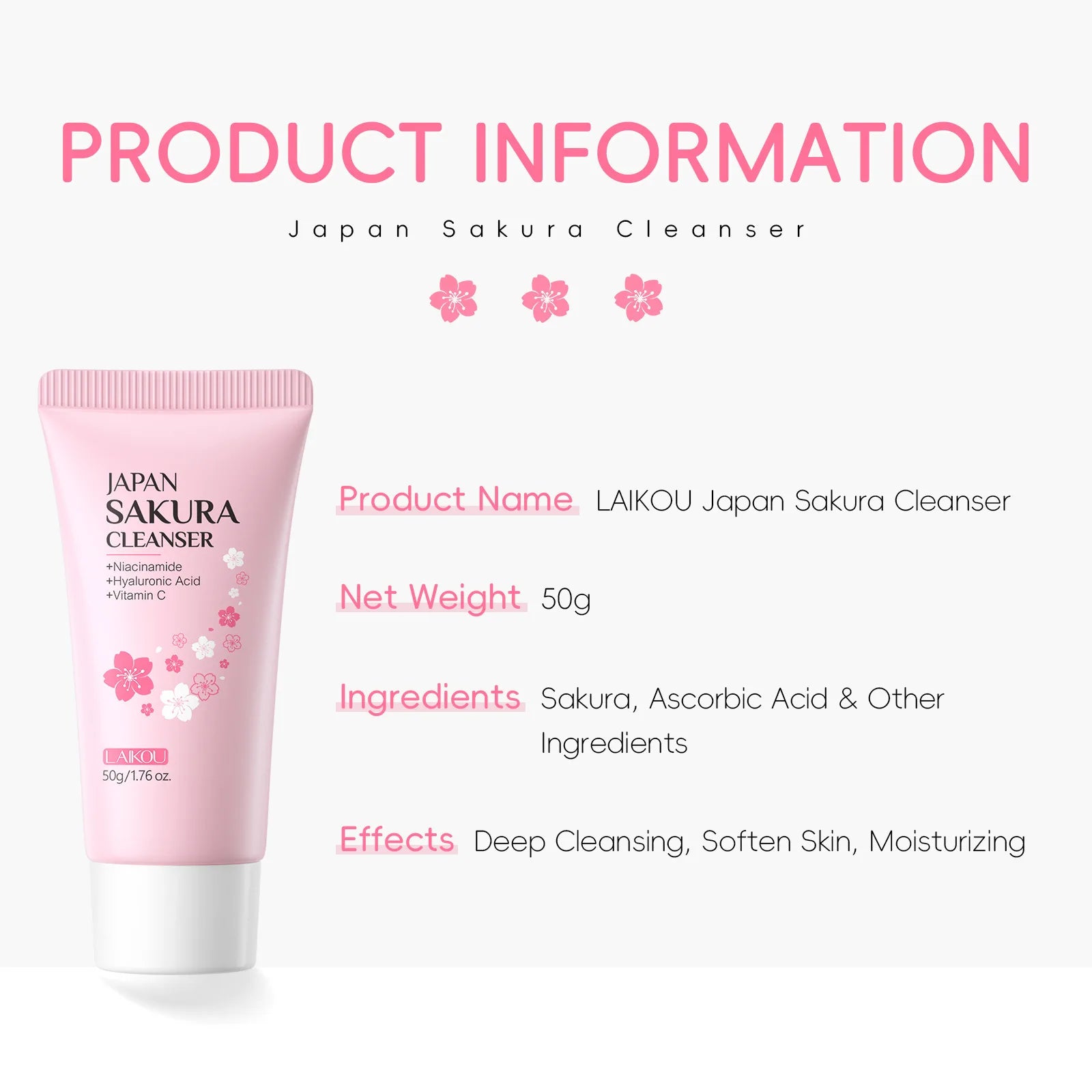 Sakura Whitening Facial Cleanser - Brightening Foam